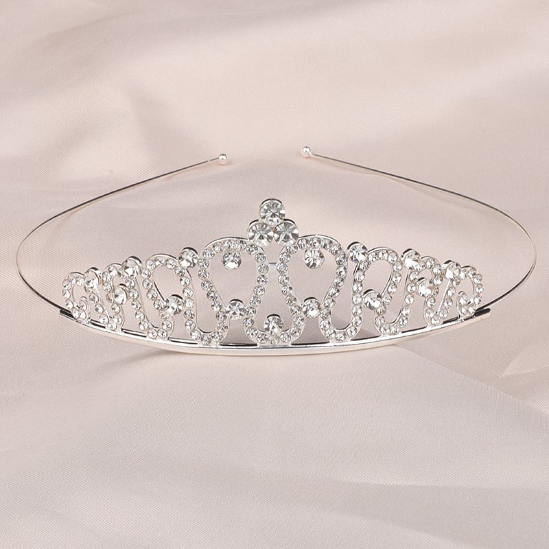 Детски обруч за глава принцеса с кристали, естествен стил, сърцевидна форма, електроплакиране