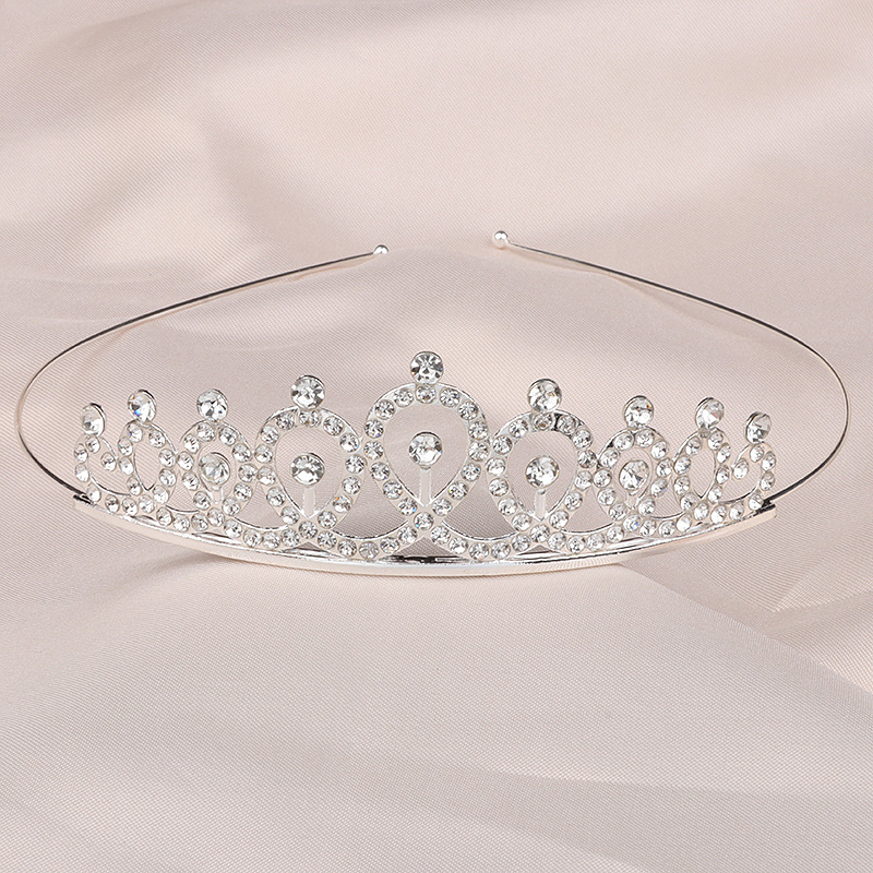 Детски обруч за глава принцеса с кристали, естествен стил, сърцевидна форма, електроплакиране