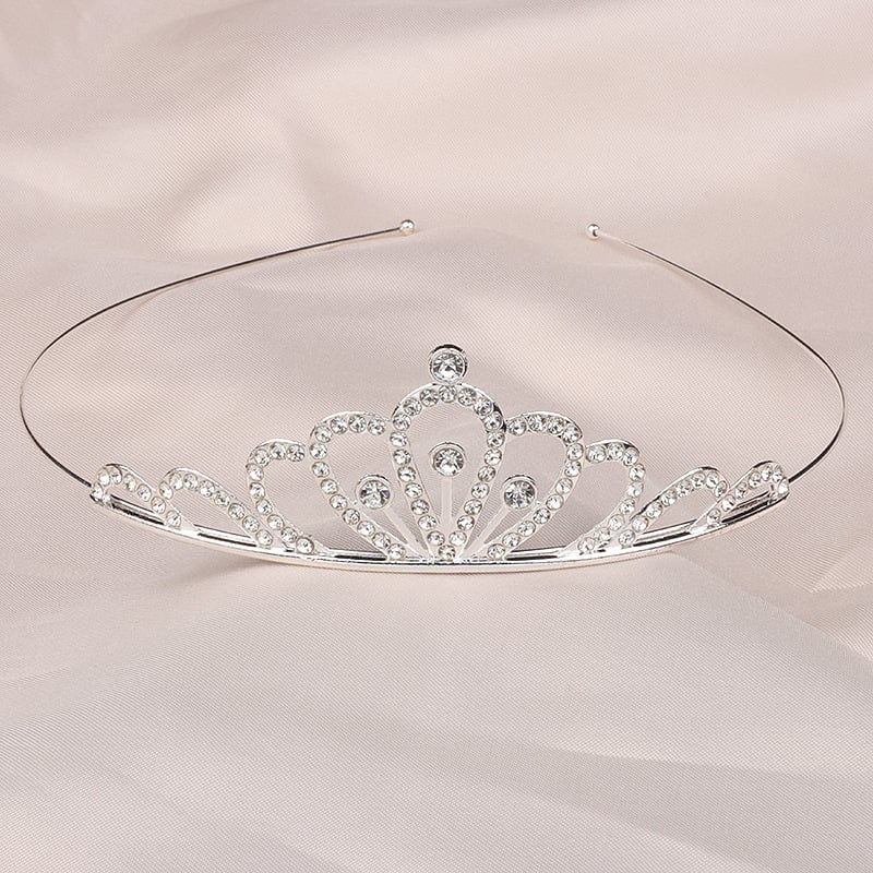 Детски обруч за глава принцеса с кристали, естествен стил, сърцевидна форма, електроплакиране
