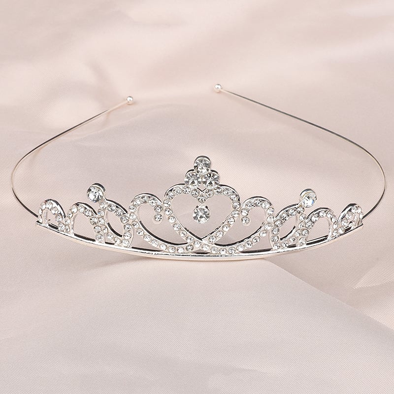 Детски обруч за глава принцеса с кристали, естествен стил, сърцевидна форма, електроплакиране