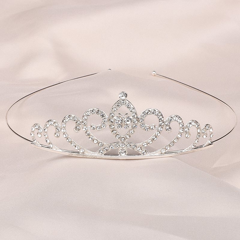 Детски обруч за глава принцеса с кристали, естествен стил, сърцевидна форма, електроплакиране