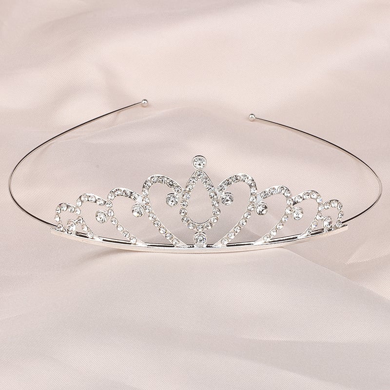 Детски обруч за глава принцеса с кристали, естествен стил, сърцевидна форма, електроплакиране