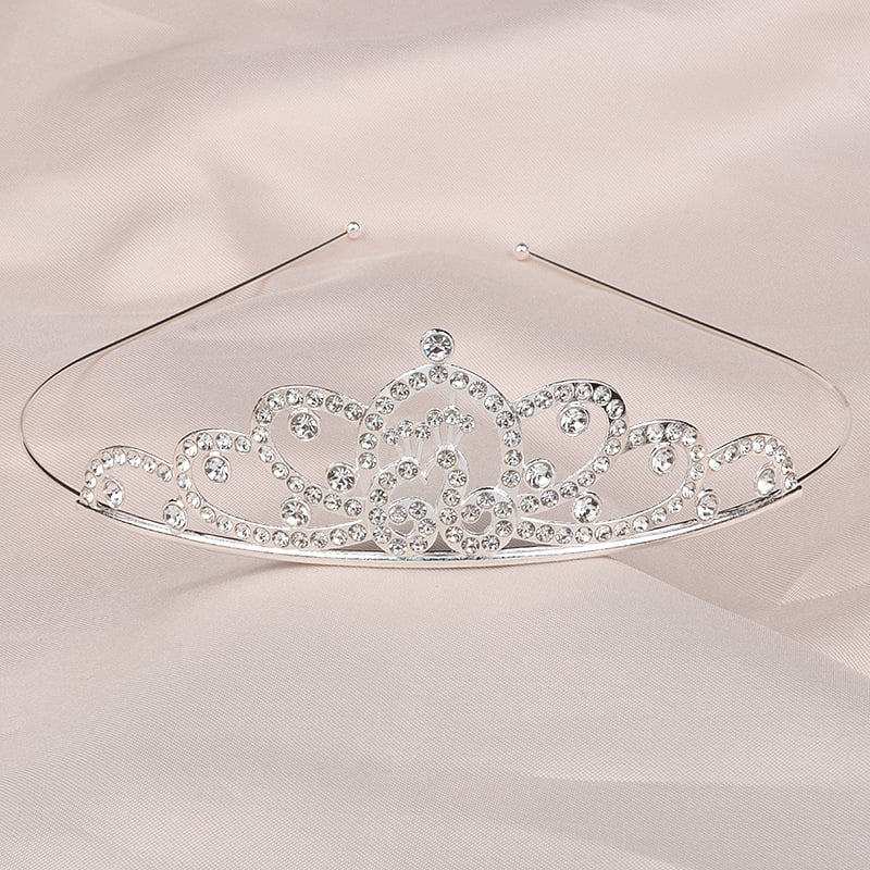 Детски обруч за глава принцеса с кристали, естествен стил, сърцевидна форма, електроплакиране