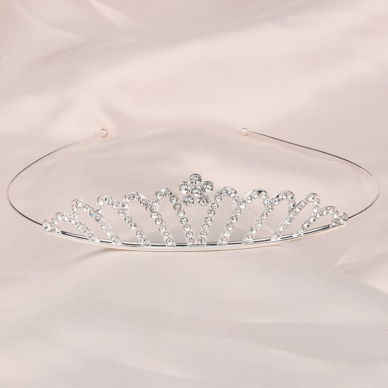Детски обруч за глава принцеса с кристали, естествен стил, сърцевидна форма, електроплакиране