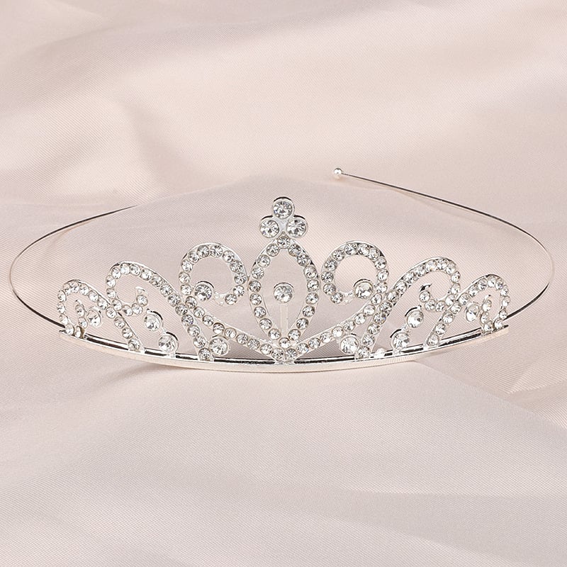 Детски обруч за глава принцеса с кристали, естествен стил, сърцевидна форма, електроплакиране