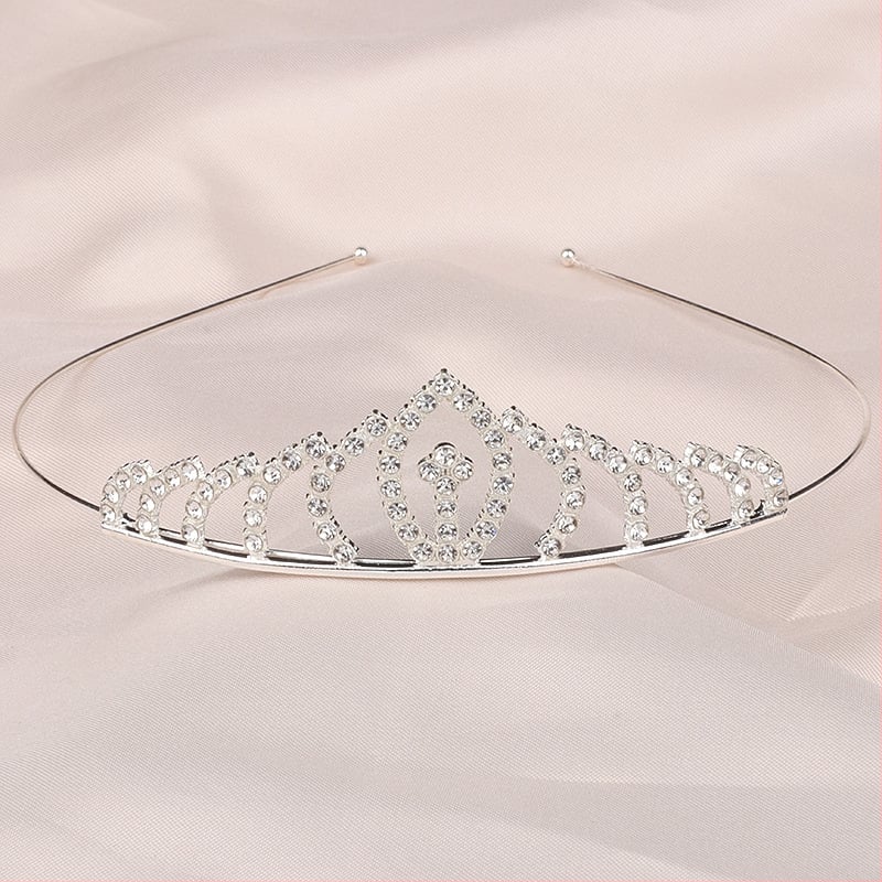 Детски обруч за глава принцеса с кристали, естествен стил, сърцевидна форма, електроплакиране