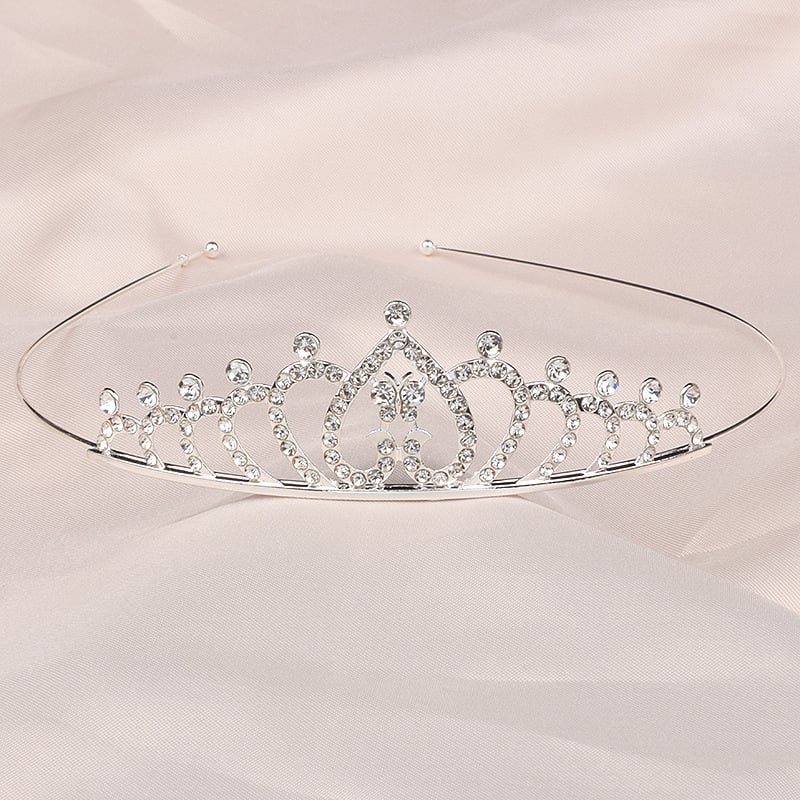 Детски обруч за глава принцеса с кристали, естествен стил, сърцевидна форма, електроплакиране