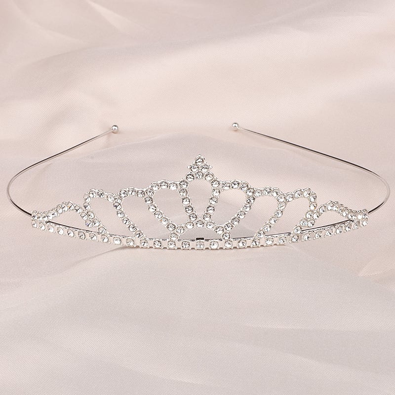 Детски обруч за глава принцеса с кристали, естествен стил, сърцевидна форма, електроплакиране