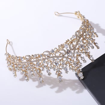 Булчинска корона с кристали, сплав; покритие: дебело сребро/KC злато; обработка: диамант; дамски стил