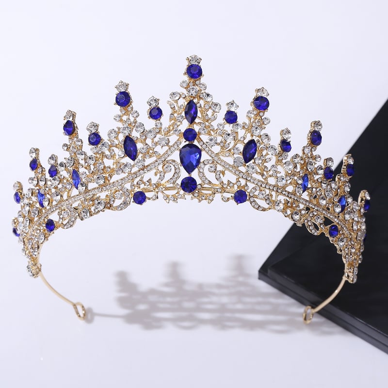 Булчинска корона с кристали, сплав; покритие: дебело сребро/KC злато; обработка: диамант; дамски стил