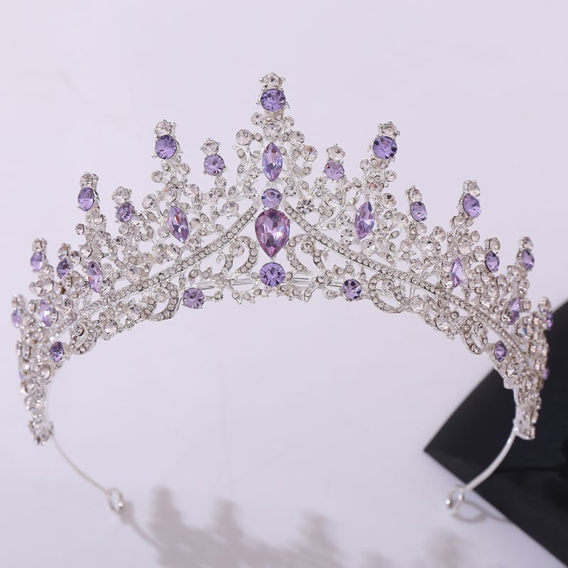 Булчинска корона с кристали, сплав; покритие: дебело сребро/KC злато; обработка: диамант; дамски стил