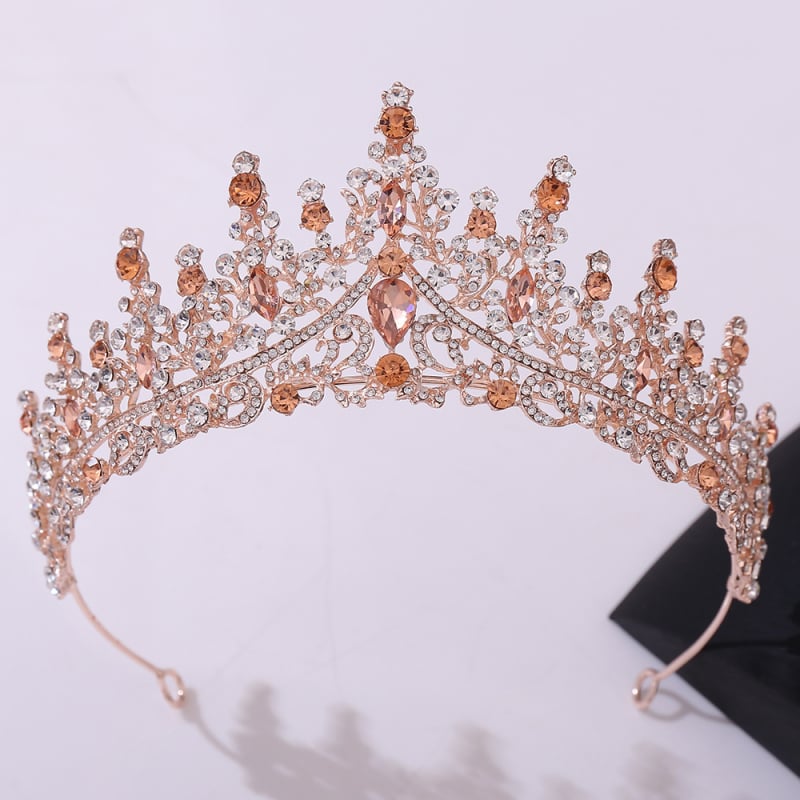 Булчинска корона с кристали, сплав; покритие: дебело сребро/KC злато; обработка: диамант; дамски стил