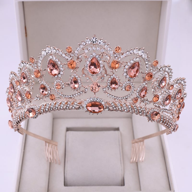 Булчинска корона с кристали, сплав; покритие: дебело сребро/KC злато; обработка: диамант; дамски стил