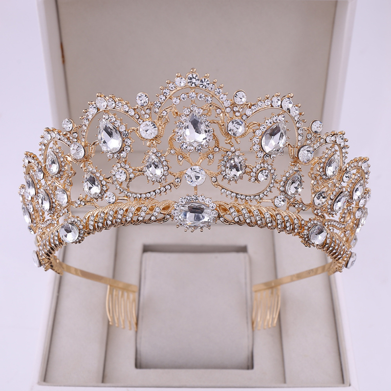 Булчинска корона с кристали, сплав; покритие: дебело сребро/KC злато; обработка: диамант; дамски стил