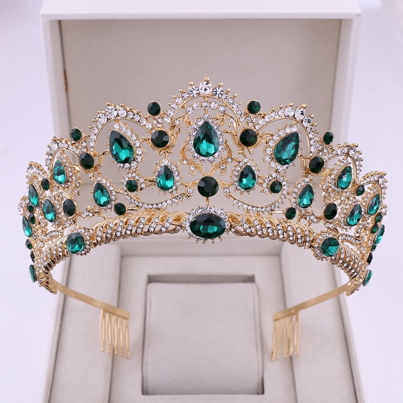 Булчинска корона с кристали, сплав; покритие: дебело сребро/KC злато; обработка: диамант; дамски стил