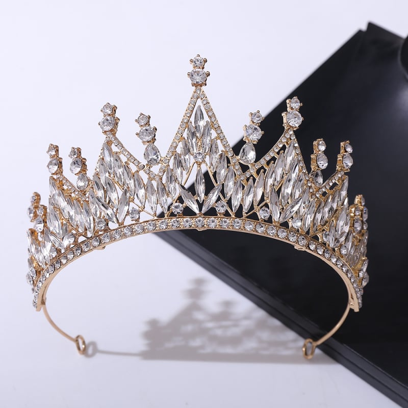 Булчинска корона с кристали, сплав; покритие: дебело сребро/KC злато; обработка: диамант; дамски стил