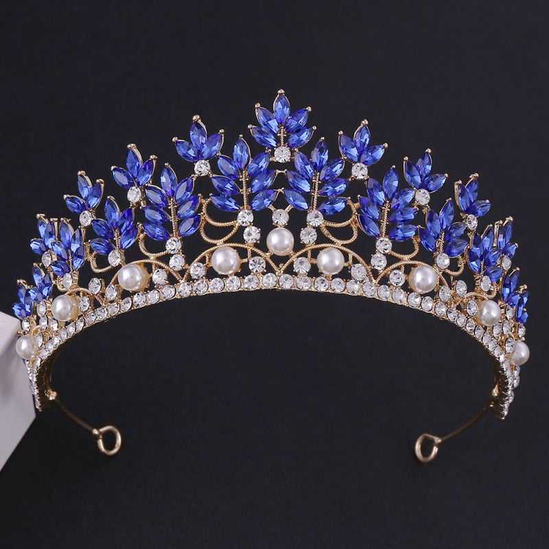 Булчинска корона с кристали, сплав; покритие: дебело сребро/KC злато; обработка: диамант; дамски стил