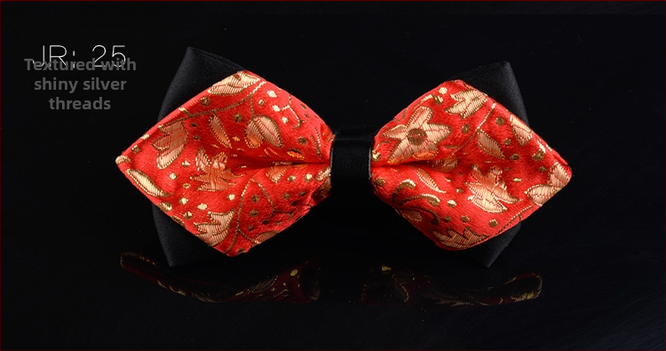 Dvostruki leptir-mašna za muškarce, unisex, tip streličasti, Jacquard obrada, geometrijski uzorak