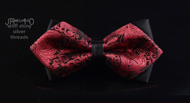 Dvostruki leptir-mašna za muškarce, unisex, tip streličasti, Jacquard obrada, geometrijski uzorak