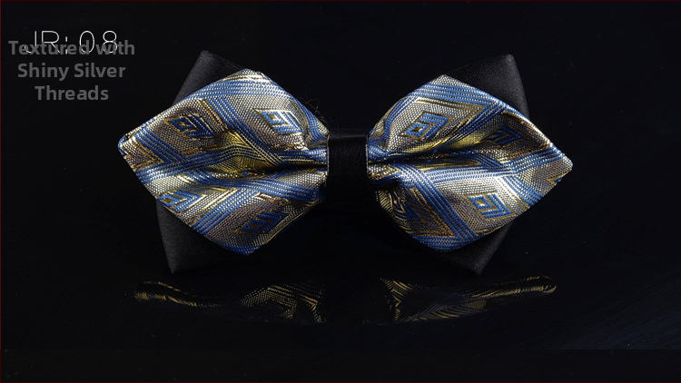 Dvostruki leptir-mašna za muškarce, unisex, tip streličasti, Jacquard obrada, geometrijski uzorak