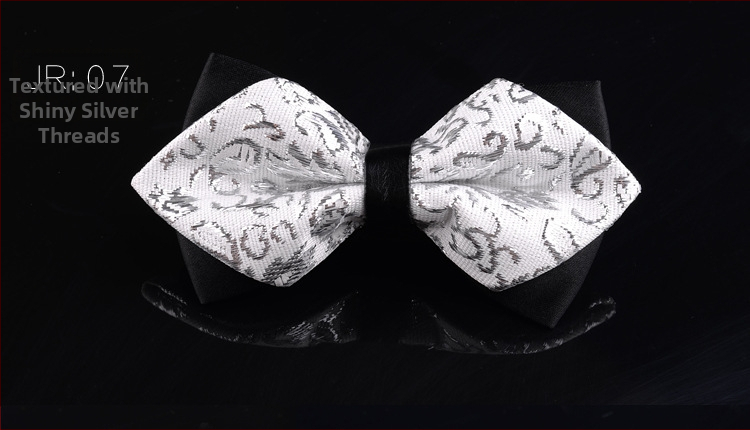 Dvostruki leptir-mašna za muškarce, unisex, tip streličasti, Jacquard obrada, geometrijski uzorak