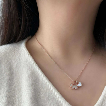 Колие от 925 сребро с любовно кученце за жени – сменяем дизайн, животинска форма, прост моден накит