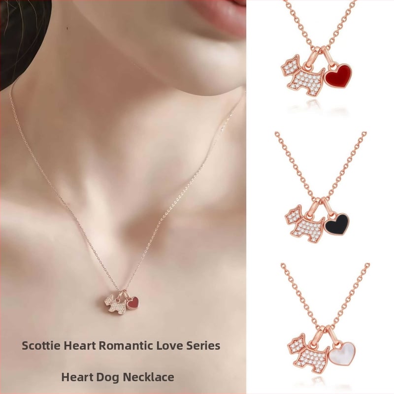 925 sidabro kaklo papuošalas meilei šuniuko motyvu moterims – nuimamas dizainas, gyvūno formos pakabukas, paprasti mados papuošalai