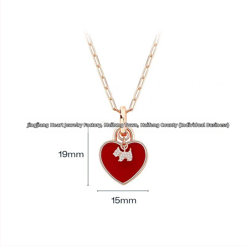 Колие от 925 сребро с любовно кученце за жени – сменяем дизайн, животинска форма, прост моден накит