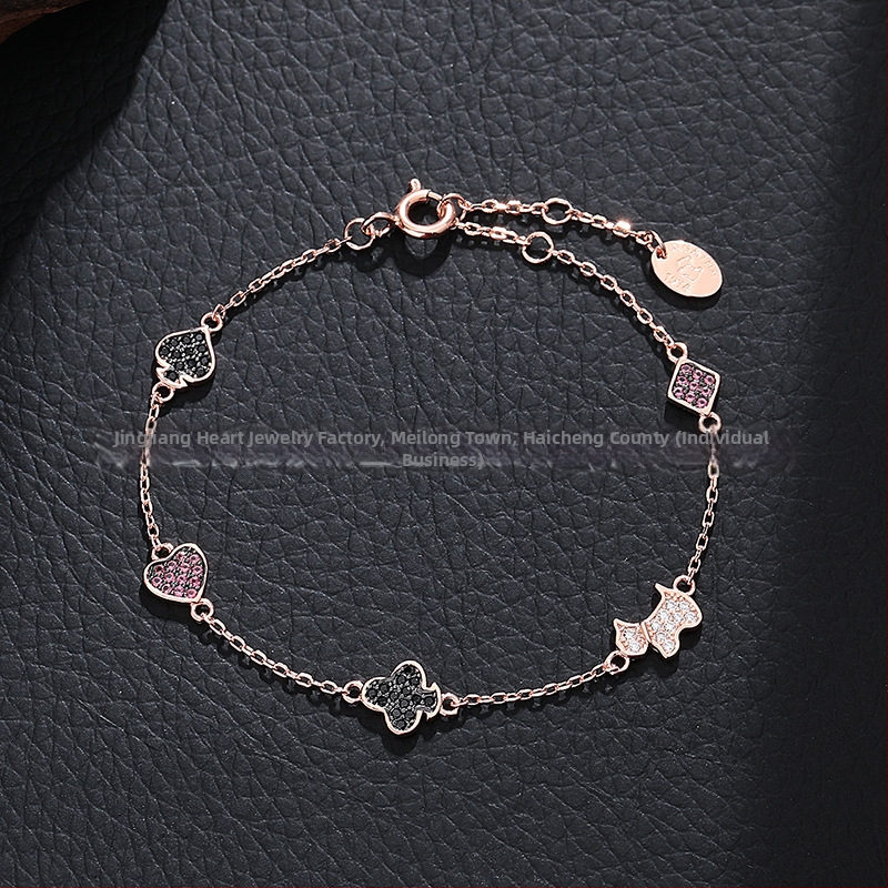 Колие от 925 сребро с любовно кученце за жени – сменяем дизайн, животинска форма, прост моден накит