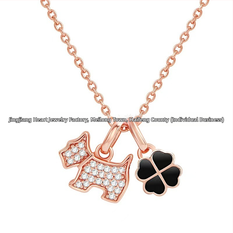 Колие от 925 сребро с любовно кученце за жени – сменяем дизайн, животинска форма, прост моден накит