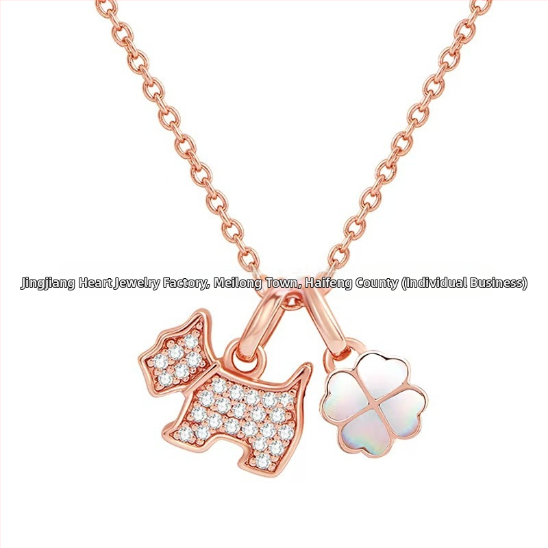 Колие от 925 сребро с любовно кученце за жени – сменяем дизайн, животинска форма, прост моден накит