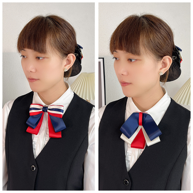 Moteriška kaklo gėlės kaklaraištis, poliesterio pamušalas, yarn-dyed vienos spalvos, plokščias galvutės stilius