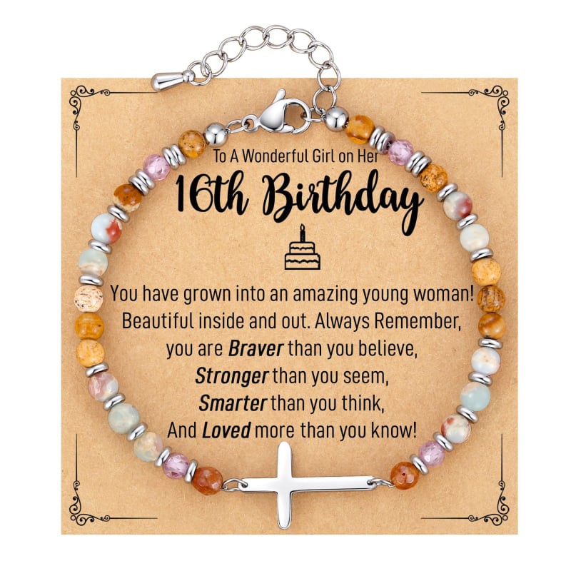 Гривна с кръст от африкански агат, смесен материал, ръчна изработка, унисекс, синджир с мъниста-разделители, каменен кръст модел