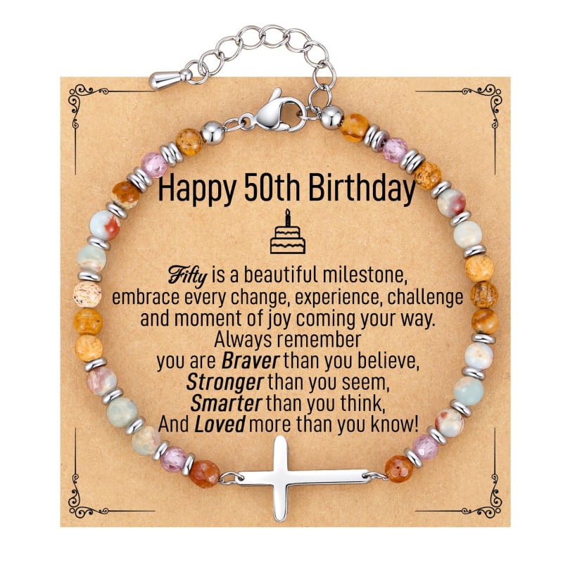 Гривна с кръст от африкански агат, смесен материал, ръчна изработка, унисекс, синджир с мъниста-разделители, каменен кръст модел