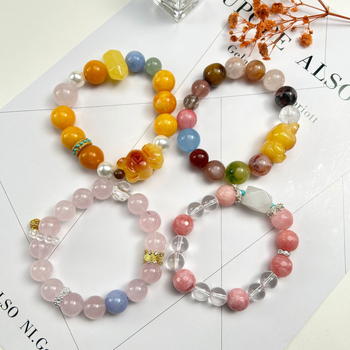 Гривна с кристални мъниста, ръчна изработка, корейски стил, геометричен дизайн, дамски аксесоар