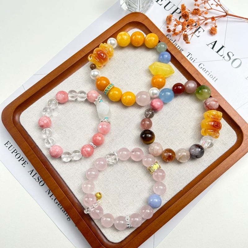 Гривна с кристални мъниста, ръчна изработка, корейски стил, геометричен дизайн, дамски аксесоар