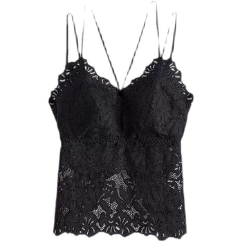 XINGZINA Camisole cu dantelă și pernă pentru sân, țesătură nailon 70-80%, curele tip sling, decolteu în V