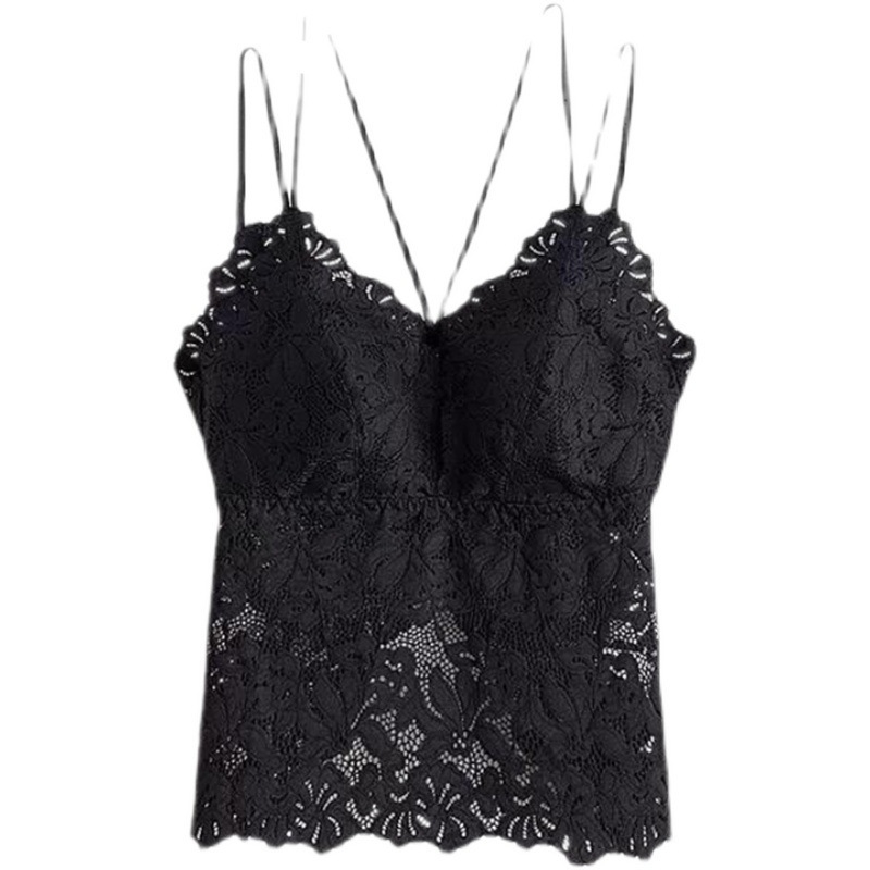 XINGZINA Camisole cu dantelă și pernă pentru sân, țesătură nailon 70-80%, curele tip sling, decolteu în V