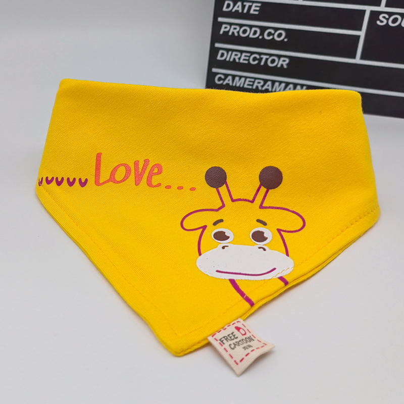 Dvostruko slojevita baveta za bebe od 100% pamuka, trokutasti oblik, slatki crtani uzorci, unisex