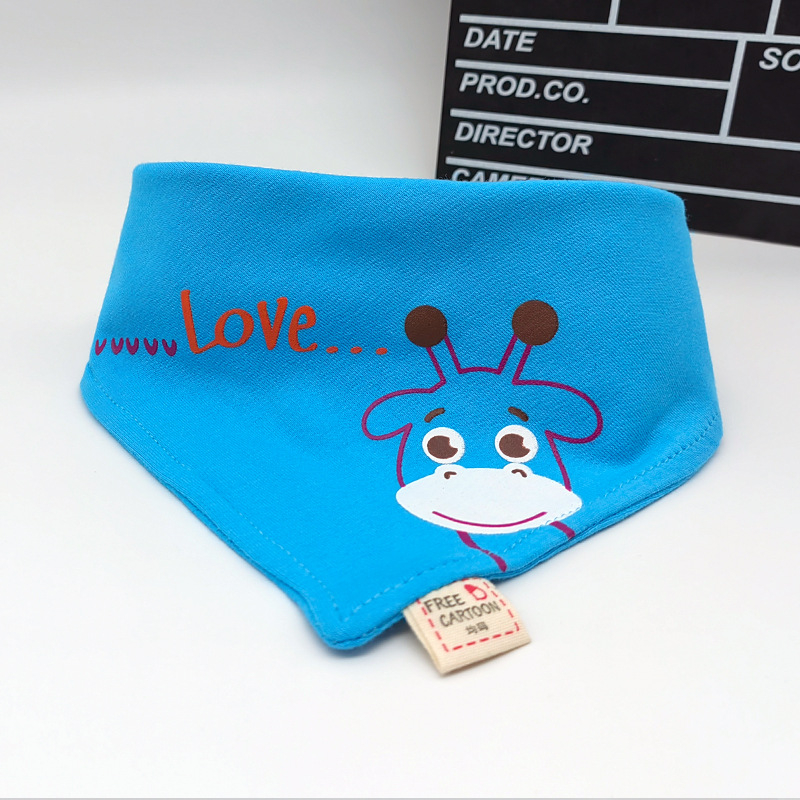 Dvostruko slojevita baveta za bebe od 100% pamuka, trokutasti oblik, slatki crtani uzorci, unisex