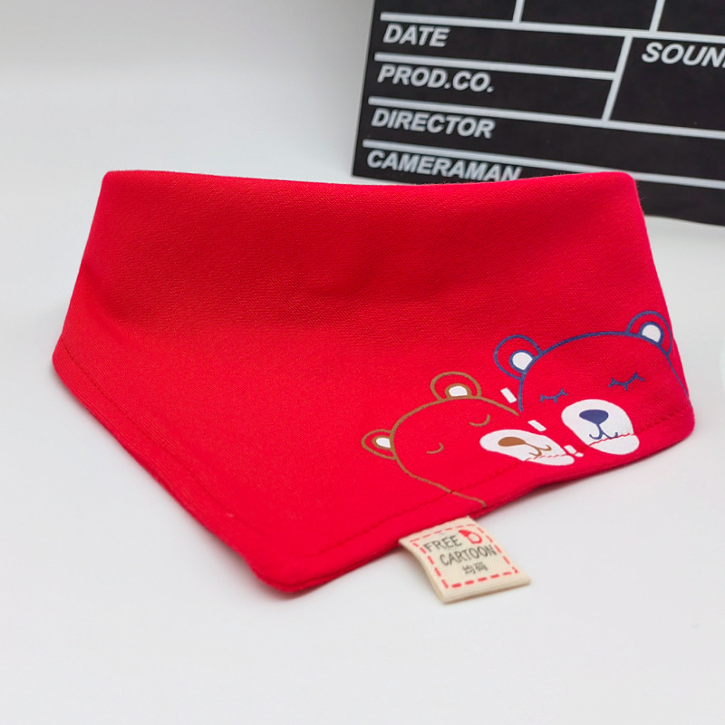 Dvostruko slojevita baveta za bebe od 100% pamuka, trokutasti oblik, slatki crtani uzorci, unisex