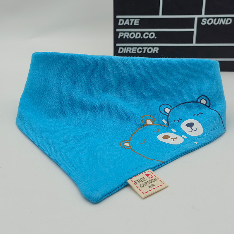Dvostruko slojevita baveta za bebe od 100% pamuka, trokutasti oblik, slatki crtani uzorci, unisex