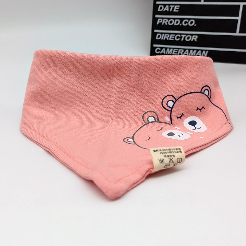 Dvostruko slojevita baveta za bebe od 100% pamuka, trokutasti oblik, slatki crtani uzorci, unisex