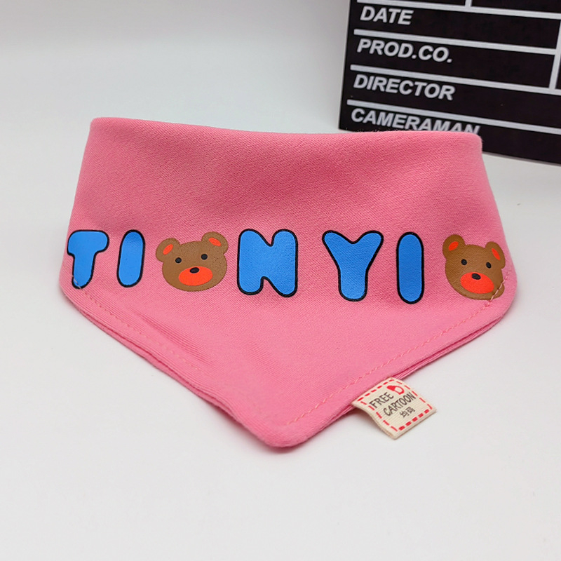 Dvostruko slojevita baveta za bebe od 100% pamuka, trokutasti oblik, slatki crtani uzorci, unisex