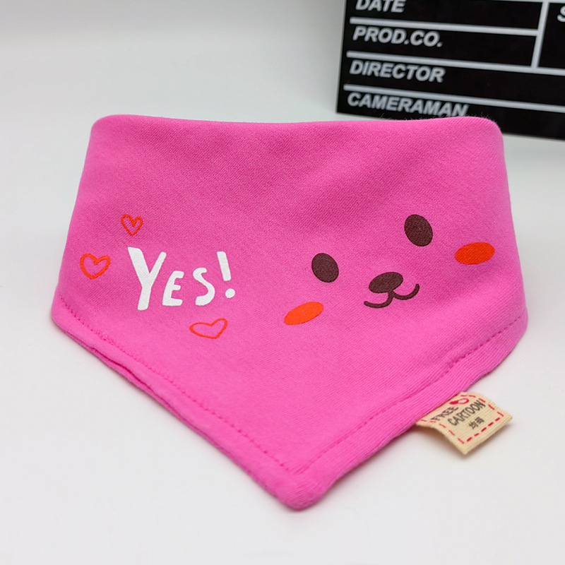 Dvostruko slojevita baveta za bebe od 100% pamuka, trokutasti oblik, slatki crtani uzorci, unisex