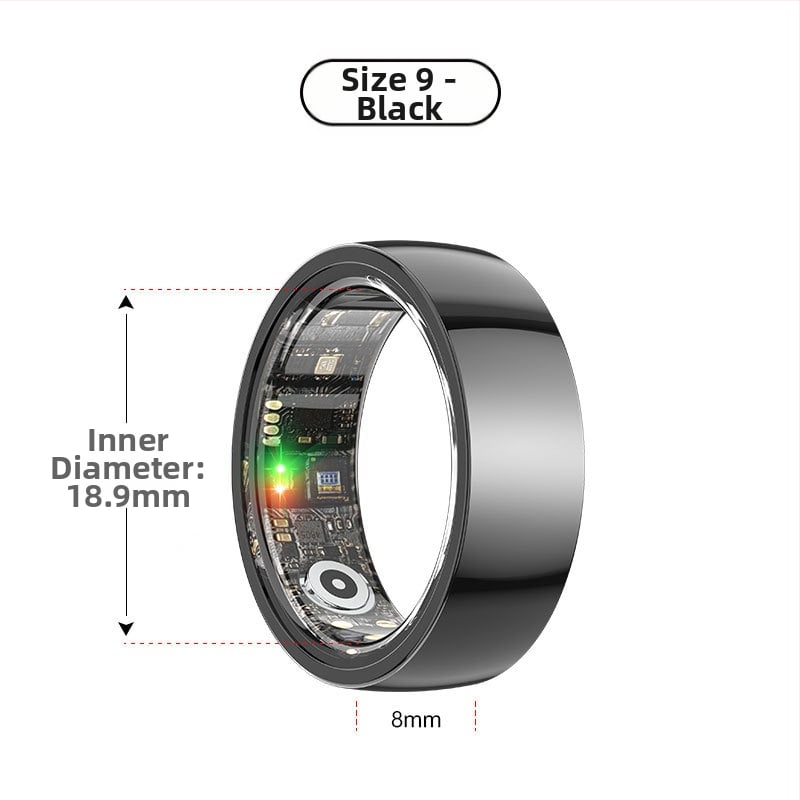 Έξυπνο δαχτυλίδι με παρακολούθηση καρδιακού παλμού, οξυγόνου αίματος, ύπνου και βημάτων – αδιάβροχο για κολύμβηση