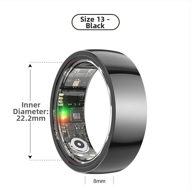 Έξυπνο δαχτυλίδι με παρακολούθηση καρδιακού παλμού, οξυγόνου αίματος, ύπνου και βημάτων – αδιάβροχο για κολύμβηση