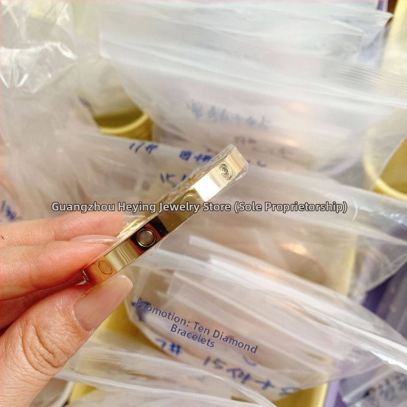 Meilės apyrankė iš vario lydinio, CNC aukštos versijos, elektroplakavimas, 18K danga, 2025 metų pavasaris, svoris 22 g