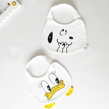 Bib pentru bebeluși din bumbac pur (>95%), absorbant, pentru nou-născuți până la 3 ani, modele animale și desene animate.
