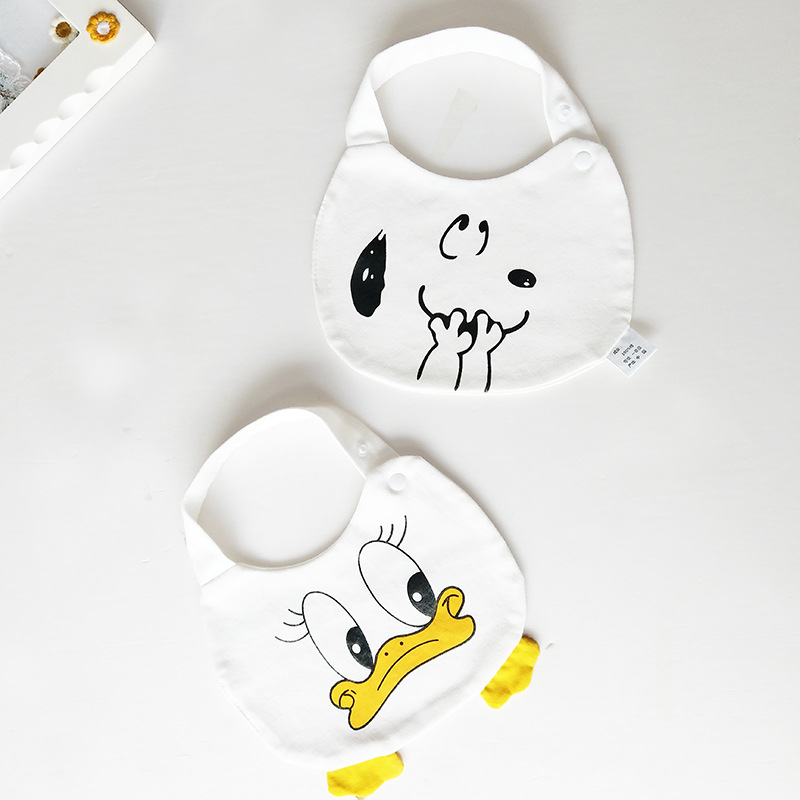 Bib pentru bebeluși din bumbac pur (>95%), absorbant, pentru nou-născuți până la 3 ani, modele animale și desene animate.